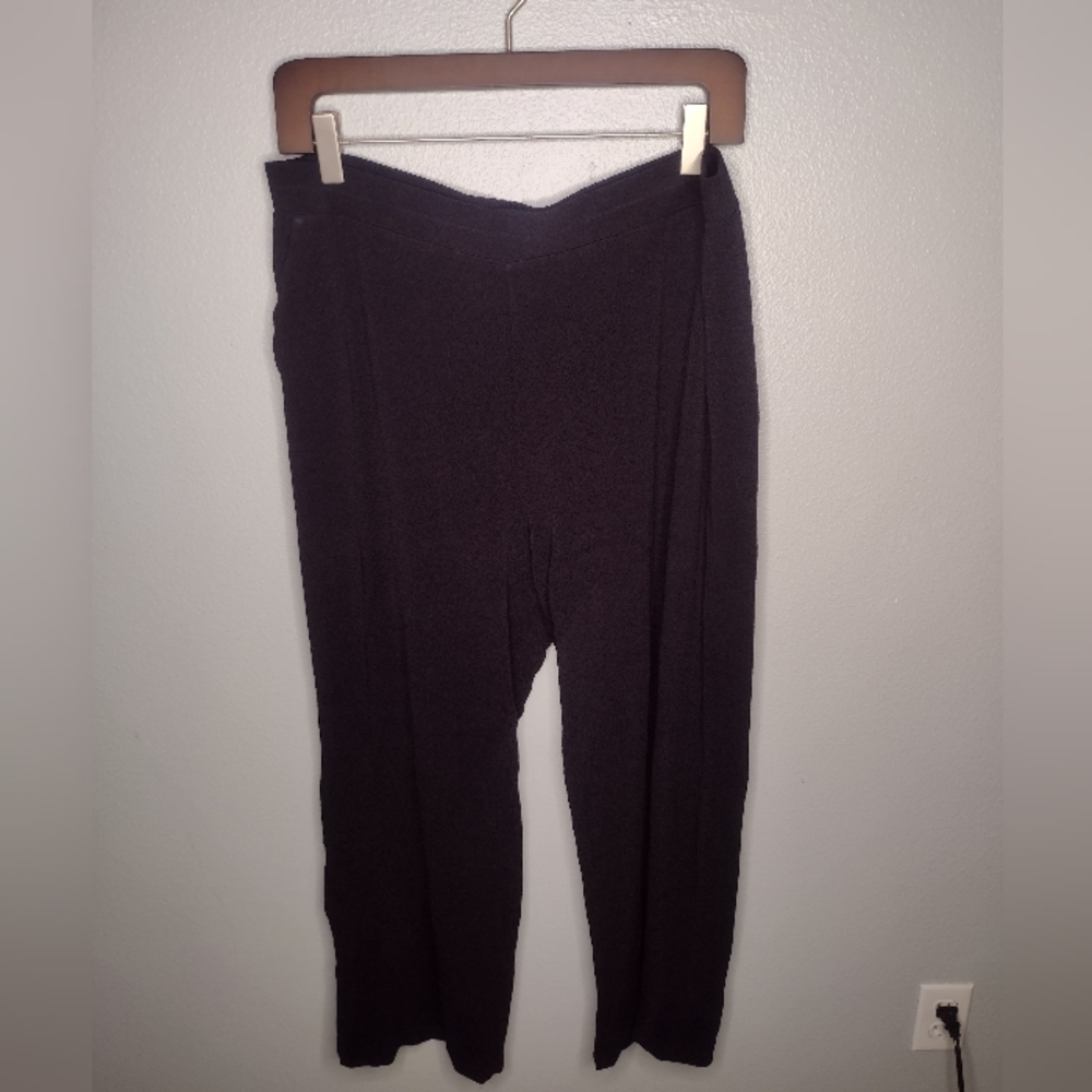 Soft Surroundings Women's Wide Leg Pants 2X Black Acetate Pull On Minimalist A18